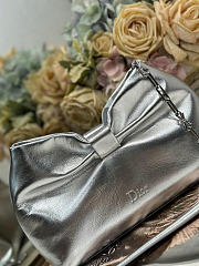 Dior Small Bow Bag Silver Clover Embroidered 26x16x10cm - 3