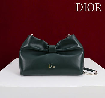 Dior Small Bow Bag Green Clover Embroidered 26x16x10cm