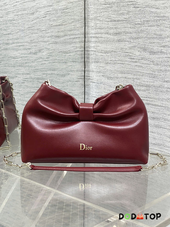 Dior Small Bow Bag red Clover Embroidered 26x16x10cm - 1