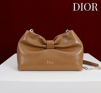 Dior Small Bow Bag brown Clover Embroidered 26x16x10cm