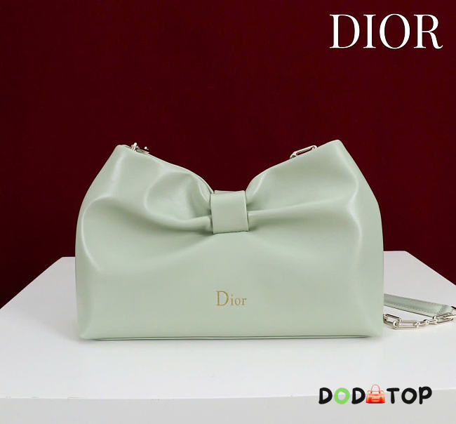 Dior Small Bow Bag Mint Clover Embroidered 26x16x10cm - 1