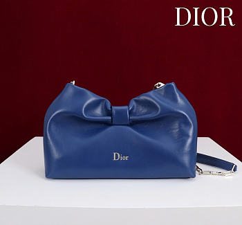 Dior Small Bow Bag blue Clover Embroidered 26x16x10cm