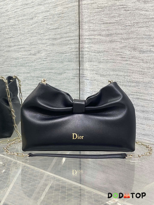Dior Small Bow Bag black Clover Embroidered 26x16x10cm - 01 - 1