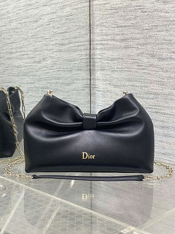 Dior Small Bow Bag black Clover Embroidered 26x16x10cm - 01