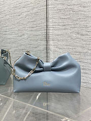 Dior Small Bow Bag sky blue Clover Embroidered 26x16x10cm  - 1