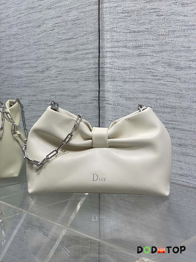 Dior Small Bow Bag white Clover Embroidered 26x16x10cm -01 - 1