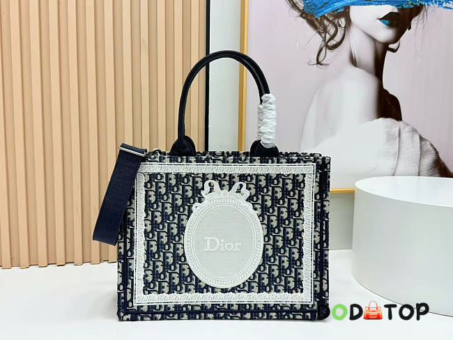  Dior Book Tote with Strap blue bag size 36x27x16cm - 1