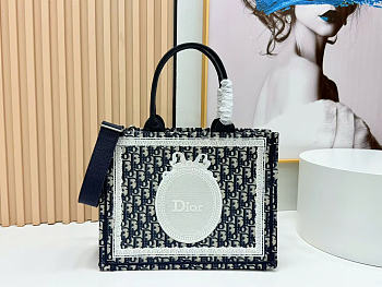  Dior Book Tote with Strap blue bag size 36x27x16cm