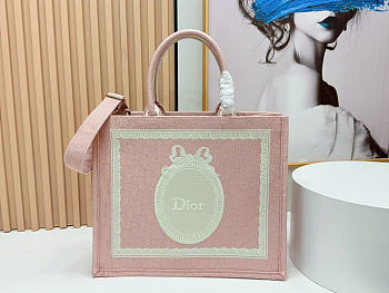 Dior Book Tote with Strap pink bag size 41x14x32cm
