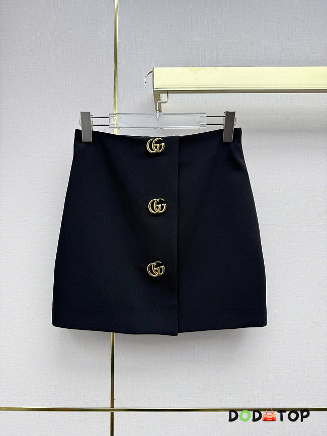Gucci Wool crepe skirt with Double G button black - 1