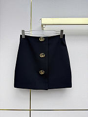 Gucci Wool crepe skirt with Double G button black - 2