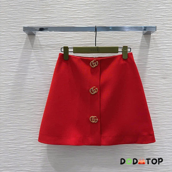 Gucci Wool crepe skirt with Double G button red - 1