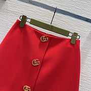 Gucci Wool crepe skirt with Double G button red - 4