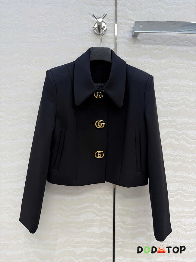 Gucci Wool crepe jacket with Double G button black - 1