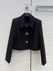Gucci Wool crepe jacket with Double G button black - 4