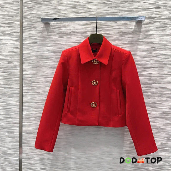 Gucci Wool crepe jacket with Double G button red - 1