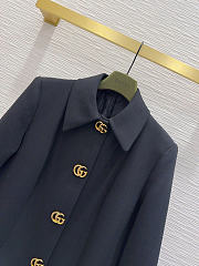 Gucci Braided wool coat with Double G button black - 4