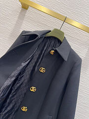 Gucci Braided wool coat with Double G button black - 3
