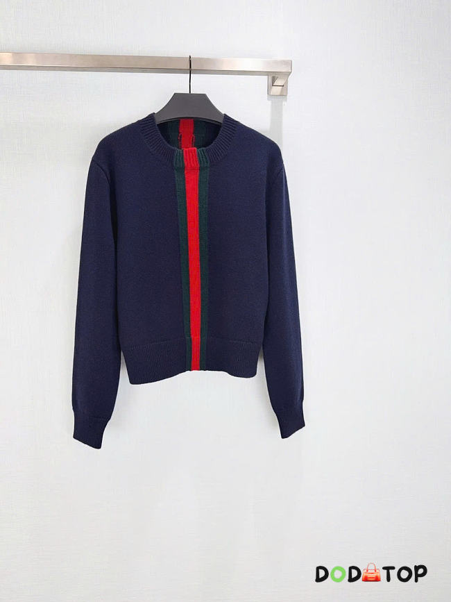 Gucci Fine wool knit sweater with web stripe - 1