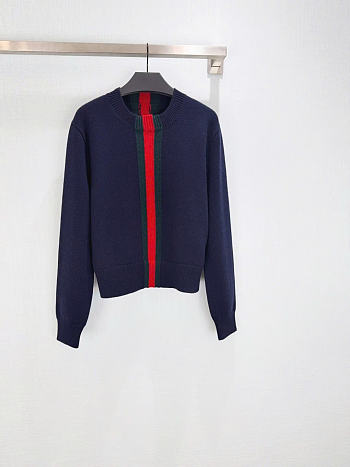 Gucci Fine wool knit sweater with web stripe