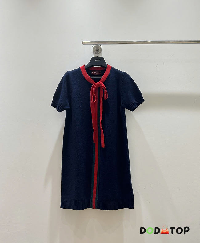 Gucci Wool and cashmere knit dress with web stripe - 1