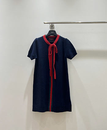 Gucci Wool and cashmere knit dress with web stripe