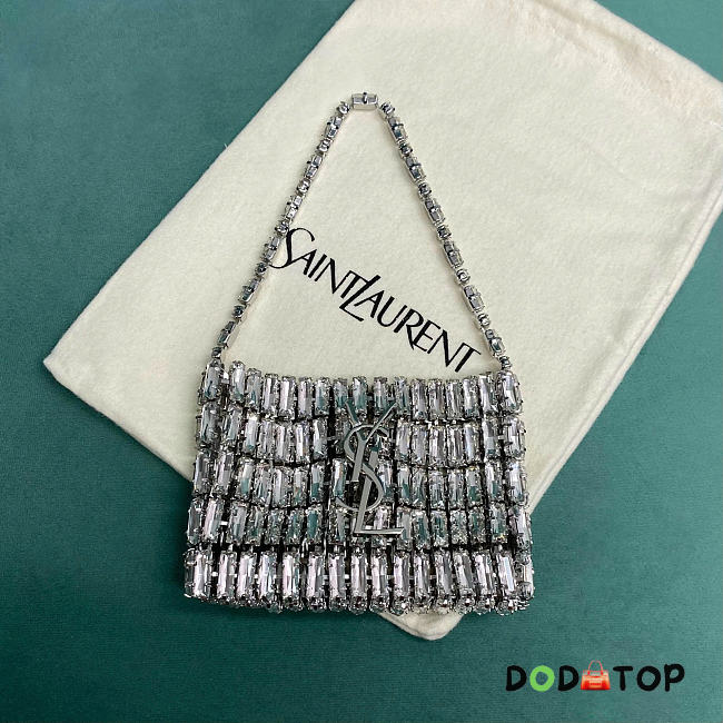 YSL EVENING silver bag in crystals size 11.5x8.5x2.5cm - 1