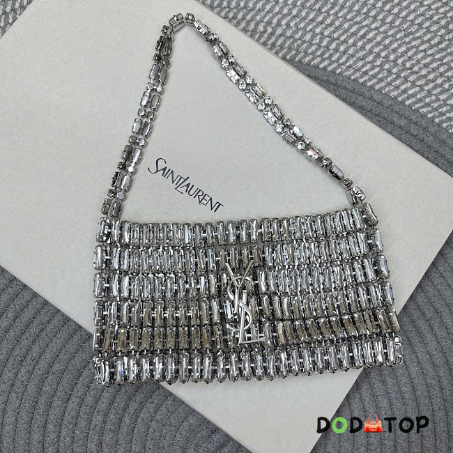 YSL EVENING silver bag in crystals size 18x7.5x2.5CM - 1