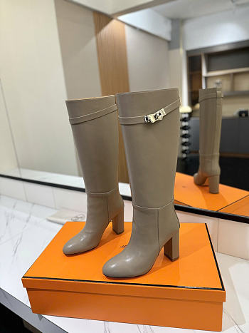 Hermes Boots with Silver Hardware gray