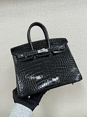 Hermes black crocodile Leather bag Size 25cm - 1