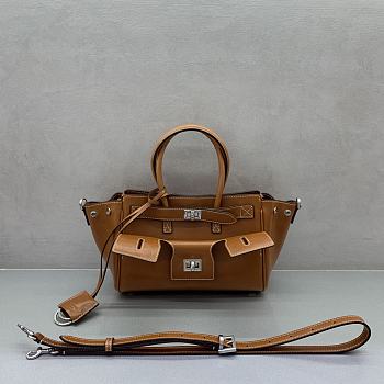 Balenciaga Twist-Lock Top Handle Bag brown size 24x10x17cm