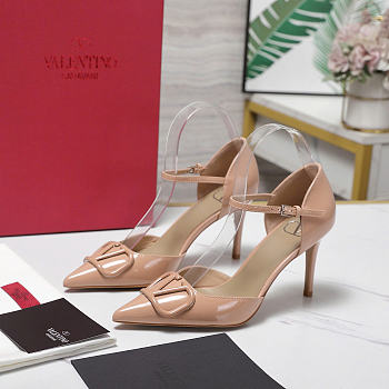Valentino Garavani logo-detail heeled pumps 8.5cm beige