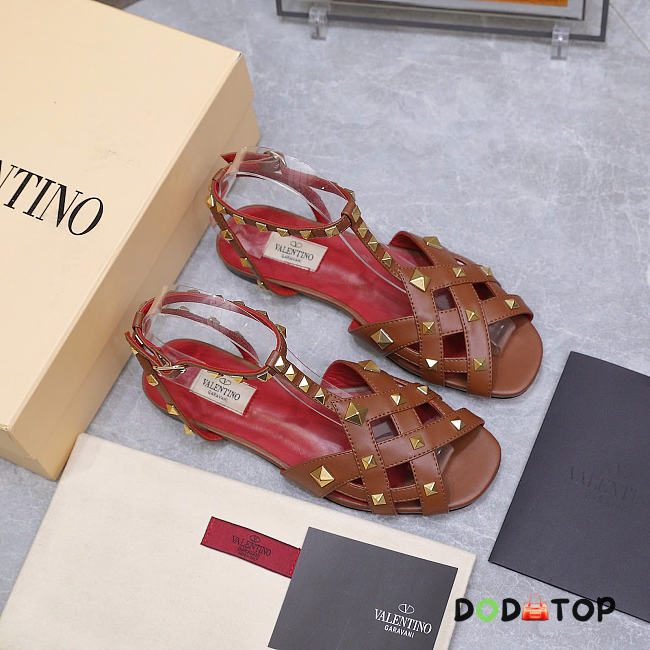 Valentino Garavani Studdy Leather Sandals brown - 1
