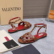 Valentino Garavani Studdy Leather Sandals brown - 4