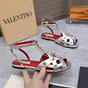 Valentino Garavani Studdy Leather Sandals silver - 6