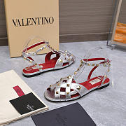 Valentino Garavani Studdy Leather Sandals silver - 4