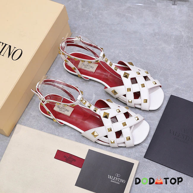 Valentino Garavani Studdy Leather Sandals white - 1