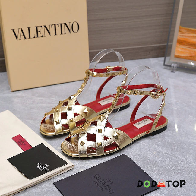 Valentino Garavani Studdy Leather Sandals gold - 1