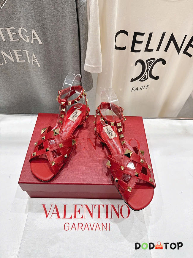 Valentino Garavani Studdy Leather Sandals red - 1