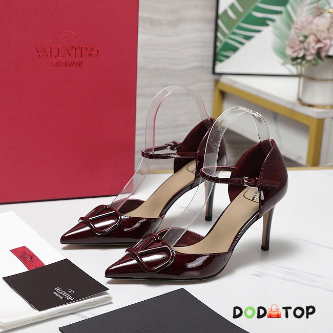 Valentino Garavani logo-detail heeled pumps 8.5cm red - 1