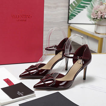 Valentino Garavani logo-detail heeled pumps 8.5cm red