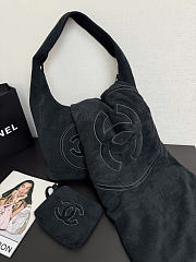 Chanel Beach black bag set with small wallet and towel size 45x60x20cm  - 5