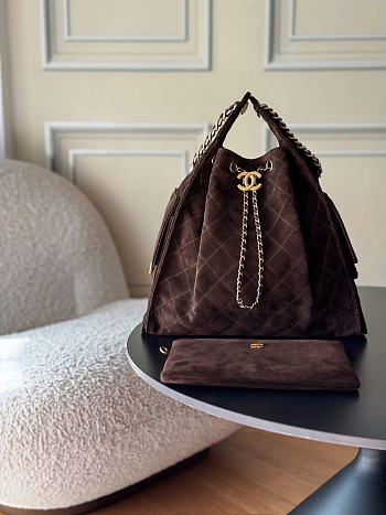 Chanle hobbo bag Chocolate brown size 40x30x15cm