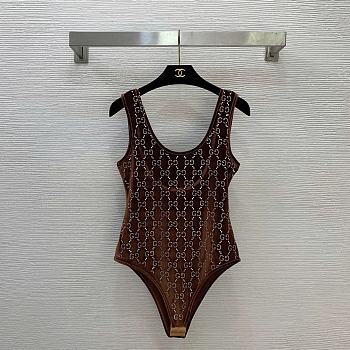 Gucci Chenille bodysuit with GG crystals - 02