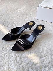 YSL JERRY mules in satin crepe and rhinestones heels 6cm  - 2