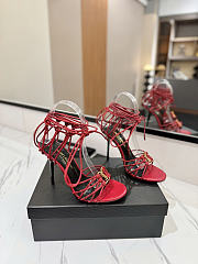 YSL BABYLONE red sandals in smooth leather heels 9cm - 3