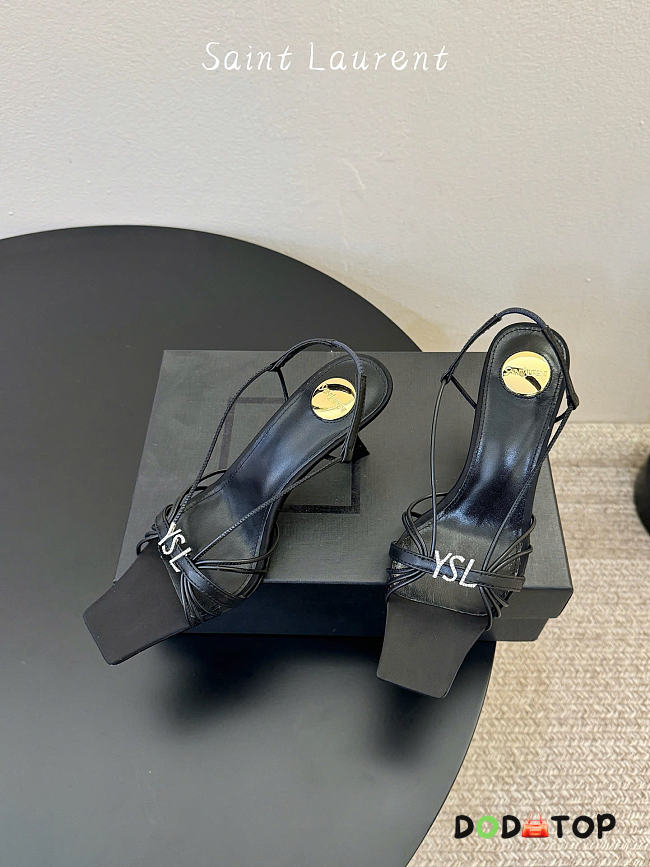 YSL JERRY sandals in smooth leather heels 8cm - black - 1
