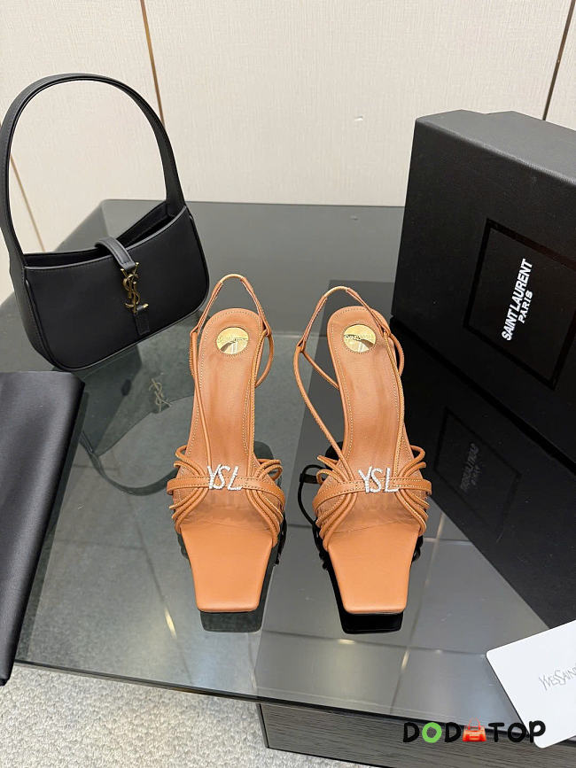 YSL JERRY sandals in smooth leather heels 8cm - brown - 1