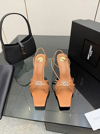 YSL JERRY sandals in smooth leather heels 8cm - brown