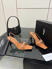 YSL JERRY sandals in smooth leather heels 8cm - brown - 4